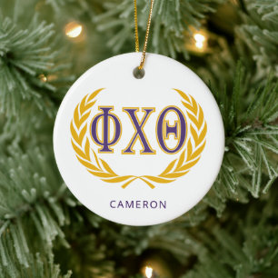 Phi Chi Theta Griekse letters met krans Keramisch Ornament