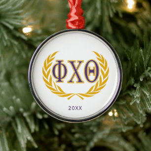 Phi Chi Theta Griekse letters met krans Metalen Ornament