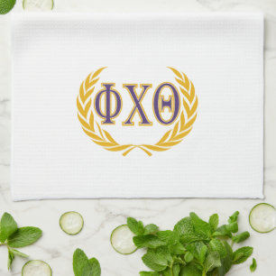 Phi Chi Theta Griekse letters met krans Theedoek