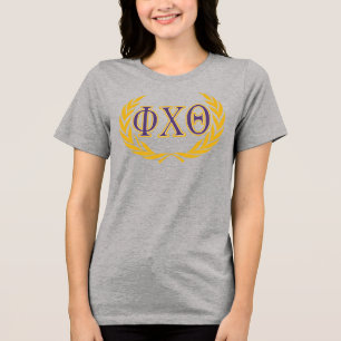 Phi Chi Theta Griekse letters met krans Tri-Blend Shirt