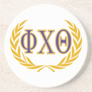 Phi Chi Theta Griekse letters met krans Zandsteen Onderzetter