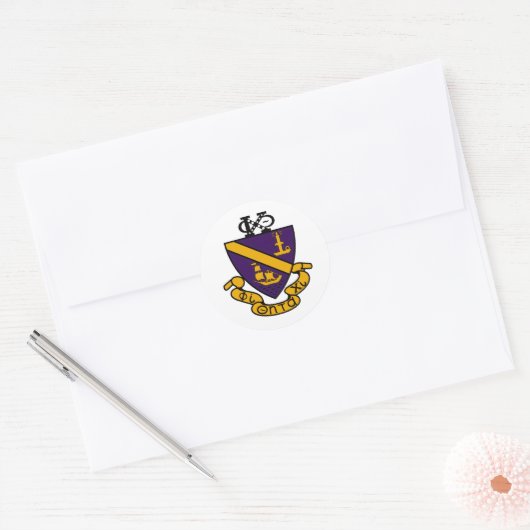 Phi Chi Theta | Kleur Crest Ronde Sticker (Envelop)