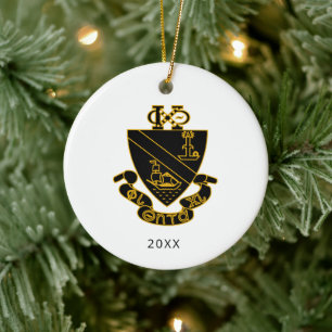 Phi Chi Theta Wapen Goud en Zwart Keramisch Ornament