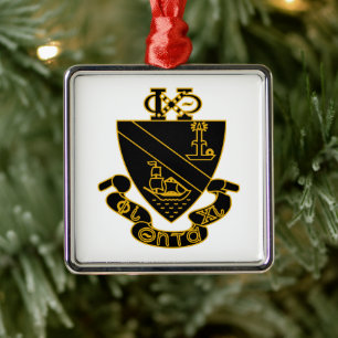 Phi Chi Theta Wapen Goud en Zwart Metalen Ornament