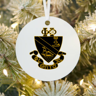 Phi Chi Theta Wapen Goud en Zwart Metalen Ornament