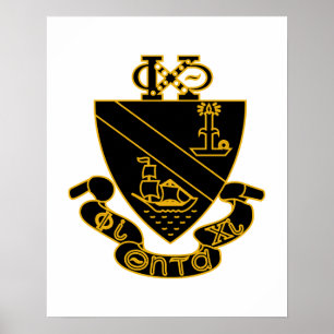 Phi Chi Theta Wapen Goud en Zwart Poster