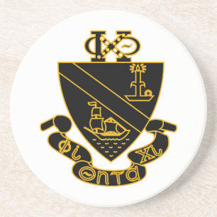 Phi Chi Theta Wapen Goud en Zwart Zandsteen Onderzetter