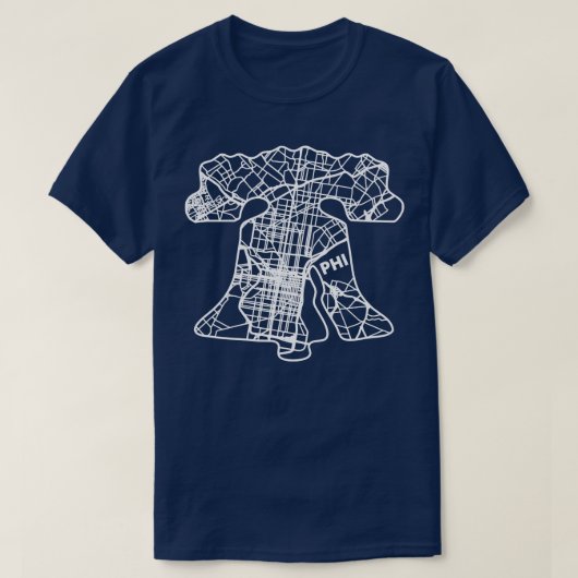 PHI Liberty Bell Philadelphia Plattegrond Philly F T-shirt (Design voorkant)