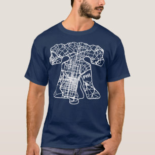 PHI Liberty Bell Philadelphia Plattegrond Philly F T-shirt