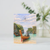 Phi Phi-eilanden, Andamanzee | Waterverfstrand  Briefkaart (Staand voorkant)