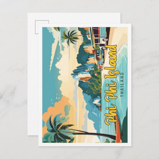 Phi Phi Island Thailand kunst reizen Briefkaart (Voorkant / Achterkant)