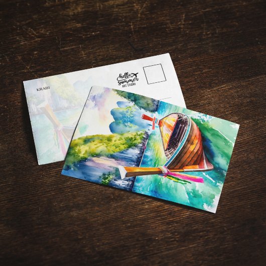 Phi Phi Islands Krabi Thailand Waterverf Briefkaar Kaart