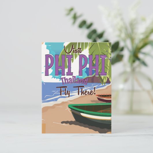 Phi Phi thailand vintage-poster Briefkaart (Staand voorkant)