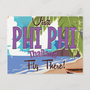Phi Phi thailand vintage reisposter Briefkaart