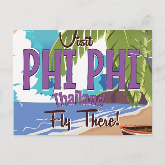 Phi Phi thailand vintage reisposter Briefkaart (Voorkant)