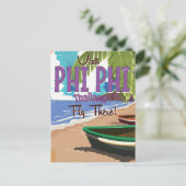 Phi Phi thailand vintage reisposter Briefkaart (Staand voorkant)