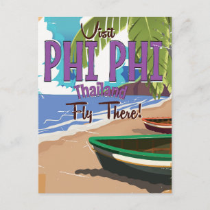 Phi Phi thailand vintage reisposter Briefkaart