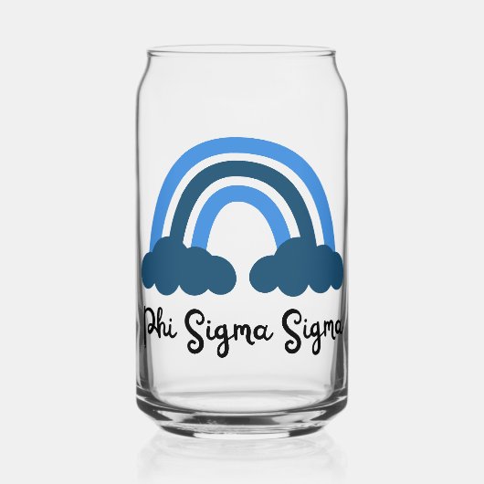 Phi Sigma Sigma Blauwe Monochrome Regenboog Blikvorm Glas (Achterkant)