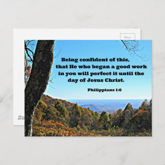 Phil. 1:6 Ik heb er vertrouwen in dat hij.. Briefkaart (Voorkant / Achterkant)