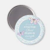 Phil. 4:13 Blue Waterverf Butterfly Magnet (Voorkant / Achterkant)