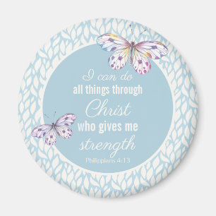 Phil. 4:13 Blue Waterverf Butterfly Magnet