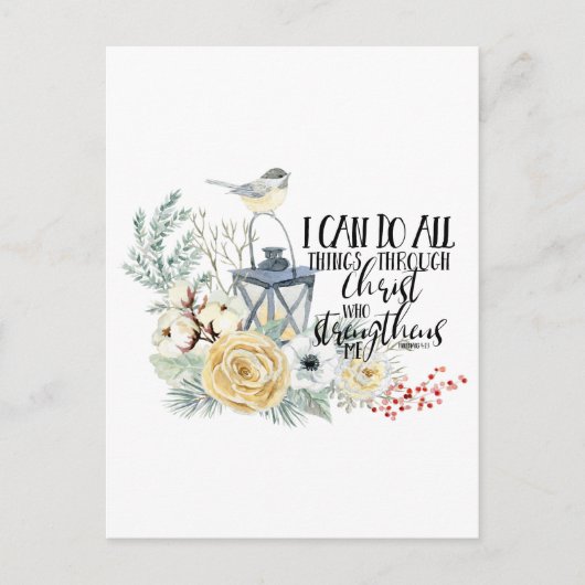 Phil 4:13 Ik kan alle dingen kerstmis doen Briefkaart (Voorkant)