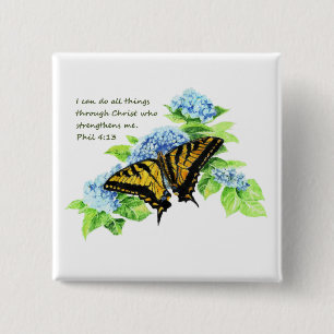 Phil 4:13 Inspirerend Bijbelscriptmotivatie Vierkante Button 5,1 Cm