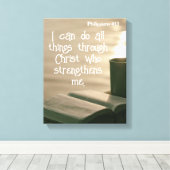 Phil 4: 13 | Motivatie Bijbel Quotes Verse Canvas Afdruk (Insitu (Houten vloer))