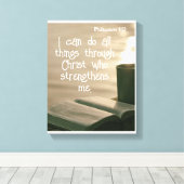 Phil 4: 13 | Motivatie Bijbel Quotes Verse Canvas Afdruk (Insitu (Houten vloer))