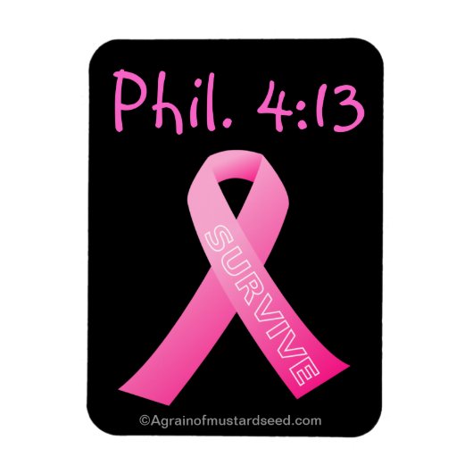Phil 4:13 Survive Pink Ribbon Magneet (Verticaal)