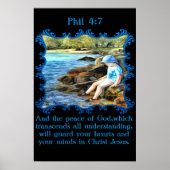 Phil 4:7 Baby jongen die in de rivier vist. Poster (Voorkant)