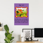 Phil 4:7 Gele en zwarte kanarie spotvogel Poster (Thuiskantoor)