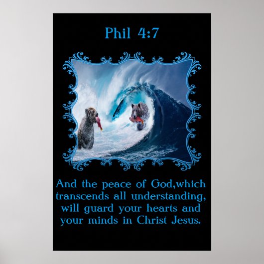 Phil 4:7 Grizzly Beren in de oceaan Poster (Voorkant)