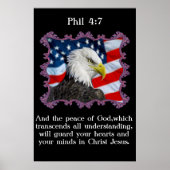 Phil 4:7 Met een Eagle voor Amerikaanse vlag Poster (Voorkant)