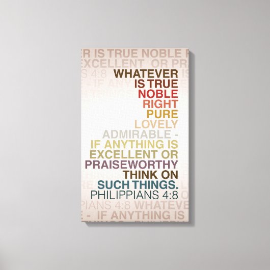 Phil 4:8 Gewatteerd Canvas 16x24 (Voorkant)