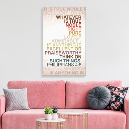 Phil 4:8 Gewatteerd Canvas 16x24 (Insitu (Woonkamer))