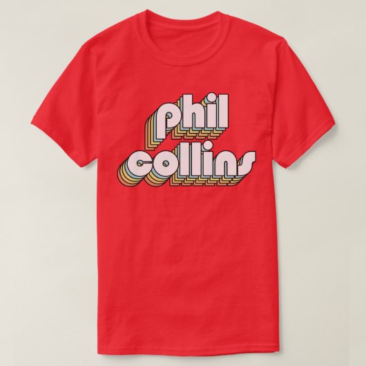 Phil Collins Retro Rainbow Typography Vervaagde st T-shirt (Design voorkant)