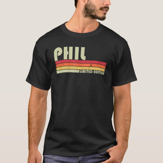 PHIL Gift Name Personalized Funny Retro Bi T-shirt (Voorkant)