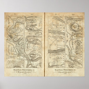 Philadelphia aan de Washington Road Map Poster