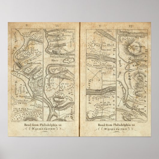 Philadelphia aan de Washington Road Map Poster (Voorkant)