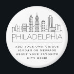 Philadelphia | Aangepast stadsbericht of slogan Magneet<br><div class="desc">Een unieke magneetgunst die de prachtige stad Philadelphia in Pennsylvania vertegenwoordigt. Deze sleutelhanger bevat een gestileerde illustratie van de unieke skyline van de stad met de naam eronder. Onder de stadsnaam bevindt zich een plek voor je unieke slogan of verklaring over je favoriete stad.</div>