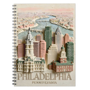 Philadelphia Amerikaanse Silhouette Vintage Getext Notitieboek
