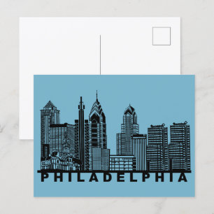 Philadelphia Ansichtkaart – Iconische Silhouet van Briefkaart