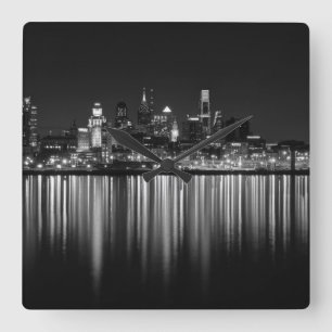 Philadelphia b/w vierkante klok