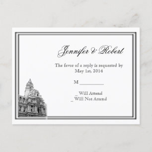 Philadelphia Bestemming Bruiloft RSVP Briefkaart