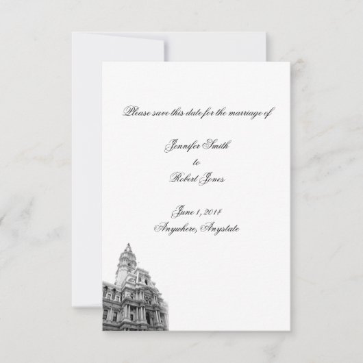 Philadelphia Bestemming Bruiloft Save the Date (Voorkant)