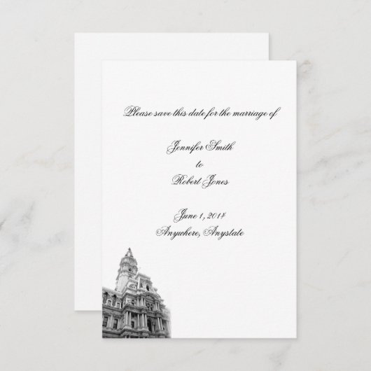 Philadelphia Bestemming Bruiloft Save the Date (Voorkant / Achterkant)