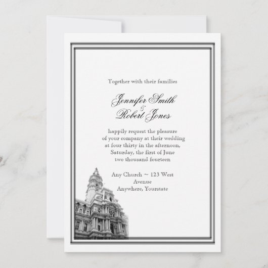Philadelphia Bestemming Bruiloft Uitnodiging (Voorkant)