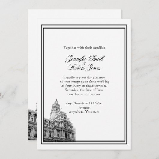 Philadelphia Bestemming Bruiloft Uitnodiging (Voorkant / Achterkant)