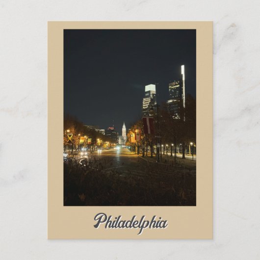Philadelphia bij Night Briefkaart (Voorkant)